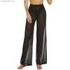 Pantalons pour femmes Capris Summer Sheer Mesh Pants Sexy See Through Loose Women Beach Mesh Sheer Pants Mode Pantalon transparent pour les vacances à la mer T230531