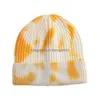 Altro Tessili per la casa Moda femminile Tiedye Cappello lavorato a maglia Donna Caldo Autunno Inverno Street Hip Hop Berretto melone Unisex Gradiente Beanie Lana Dhqjv