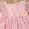 Flickans klänningar Baby Toddler Kid Girls Dress Feather Tulle Party Wedding Birthday Dresses for Children Girl Summer Costume