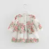 Robes de fille fleur broderie lanterne manches bébé fille robe d'anniversaire enfant en bas âge fille robe de baptême infantile princesse robes de soirée