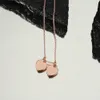 S925 prata amor duplo rosa coração designer pingente colar para mulheres meninas cross link chain gargantilha adorável bonito colares agradável jóias presente