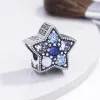 Для чар Pandora Sterling Silver Beads Dangle Новый блестящий синий диск с двойным воздушным шаром свиной кулон