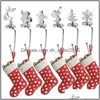 Juldekorationer Gulddekoration Hook Snowflake Santa Elk Gift Pise Pise Sock Metal Pendant Drop Delivery Home Garden Festive P DHNN4N
