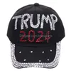 Chapeaux de fête Trump 2024 Diamonds Denim Sun Hat Casual Diamond Baseball Cap Athleisure Réglable Coton Drop Delivery Home Garden Fest Dhwpf