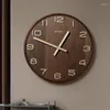 Zegar ścienny orzech europejski zegar Europejski Brąz Brąz drewniany wskaźnik Nowoczesny design materiał plastikowy ELOJ DERED DEK WKRÓTCE