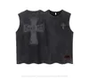 Herrtankstoppar 4 Designs Men's Vest Gothic Style Crop Top Punk Heavy Metal Croped Casual Harajuku Demon Black Vintage Washed Summer Streetwear 230531