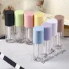Storage Bottles 6ml Empty Transparent Lipgloss Packing Containers Cosmetic Lip Glaze Tubes Gloss Refillable Bottle Yellow Pink Purple Caps