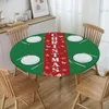 Table Cloth Santa Claus Snowflake Tablecloth Round Elastic Oilproof Christmas Cover For Banquet