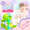 Peluche Light Up toys 25cm Green Colorful LED Dinosaur Toys Cute Kawaii Soft PP Cotton Animali di peluche musicali per ragazze Regali di compleanno 230530