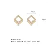 Orecchini a bottone Ins Cube Hollow Square Earring Pave Intarsied Pearl CZ Zircon Trendy Wedding Anniversary Jewelry Pendant