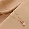 Pendentif Colliers Opale Lapin En Acier Inoxydable Collier pour Filles Femmes Chaînes Esthétique Ne Pas Assombrir Bijoux Femmes