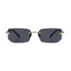 Mode Zonnebril Luxe Merk Outdoor Zomer Vierkante Randloze Vintage Vrouwen Designer Spiegel Zonnebril Vrouwelijke Rechthoek Oceaan Kleur Oculos De