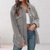 Women's Jackets Retro Jacket Lapel Long Sleeve Flap Pockets Single Breasted Plush Surface Shirt Coat Women Autumn Winter Solid Loose