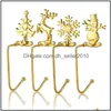 Christmas Decorations Gold Decoration Hook Snowflake Santa Elk Gift Fireplace Sock Metal Pendant Drop Delivery Home Garden Festive P Dhn4N