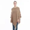 Halsdukar Ianlan 2023 Autumn/Winter Women Fashion Tassels Pullover Shawl Casual Solid Large Size Randig Loose Cloak Poncho IL00078