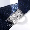 Band Rings Huitan Luxury Silver Color WomenMen Finger Rings Shiny CZ Anniversary Love Gift Simple Stylish Design Versatile Fashion Jewelry J230531