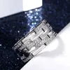 Band Rings Huitan Luxury Silver Color Womenmen Finger Rings Shiny CZ Anniversary Love Gift Enkel stilig design mångsidiga modesmycken J230531