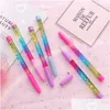 Ballpoint Pens Fairy Stick Pen Gel Blue Black Ink Drift Sand Glitter Crystal Creative Rainbow Ball Girls Gift Vt0329 Drop Delivery O Dhs6Y