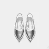 Sandaler Silver High Heels Women Pumpar 2023 Pointe Slingback Luxury Woman Wedding Bride Summer Spring Heeled Shoes