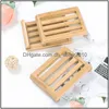 Other Home Garden Mtistyle Wooden Soap Dish Bamboo Mildewproof Drain Holder Drop Delivery Dhgh2