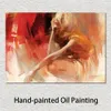 Handbeschilderd canvas kunst impressionistisch speels Willem Haenraets kunstwerk voor restaurant wanddecoratie