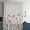 Vorhang Frühling Blume Schmetterling Tüll Vorhänge für Wohnzimmer Schlafzimmer Moderne Chiffon Sheer Küche