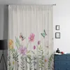 Rideau printemps fleur papillon Tulle rideaux pour salon chambre moderne en mousseline de soie pure cuisine