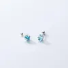 Boucles d'Oreilles Clou Argent Massif 925 Pour Femme Glaçure Synthétique Colorée Boucle d'Oreille Boule Femme Vis