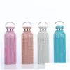 Garrafas de água Bling Diamond Thermos Portátil Glitter Garrafa Crossbody Aço Inoxidável Balão Térmico 350Ml 500Ml 750Ml 221018 Drop De Dhrpc