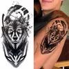 Tattoos 1pc Lion Men Waterproof Temporary Tattoos Fake Stickers Arm Hand Cool Art Black Transfer Clock