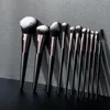 Brushes Saiantth Juego de 11 brochas de maquillaje, pelo blanco y negro, base de belleza suave, brochas para sombra de ojos, kit de cosméticos de madera para pestañas