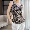 Women's Tanks Summer V-Neck Beauty Back Printed Silk Camisole Women's Bottoming Outer Tower OL Suit Knitted Satin Sexy Tops