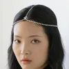 Pinces à cheveux élégant cristal front chaîne ovale pierre bandeau bijoux pour femmes luxe casque tête de mariage