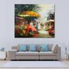 Mooie canvas kunst handgeschilderde impressionistische schilderij bloemen marktplaats van Willem Haenraets kunstwerk voor huisdecoratie