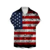 Men's Casual Shirts USA Flag Loose Shirt Men Beach 4th Of July Independence Day Hawaiian Custom Short Sleeve Vintage Oversized Blouses