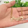 Nome personalizado Colares pendentes de ouro personalizado aço inoxidável Menina Mulheres Placa de nome Jóia Colar de carta inicial