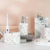 Badtillbehör Set Nordic Terrazzo Badrum toalettartiklar Kombination Tandbrush Cup Holder Sortera förvaring Fashion Simple Decorative