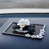 Creative Camellia Flower Car Ornaments Diamond Crystal Air Freshener Auto Dashboard Interior Decoration Car Perfume Sticker L230523