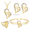 Banda Anéis Trendy Letra Oca LOVE Heart Set Colar Brincos Anel Pulseira Conjunto de Quatro Peças Moda Linda Noiva Casamento Jóias Presente J230531