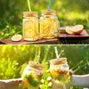 Vaisselle Ensembles 8 Pcs Mason Jar Bambou Couvercle Couvercles Tasse Réutilisable Canning Large Bouche Bière En Bois