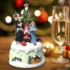 Decorative Figurines Christmas Tree Music Box Resin Crafts Colored Lights Ornament Home Living Room Santa Decor