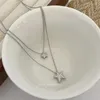 Pendant Necklaces Four Pointed Star Double Layered Chain Choker Necklace Clavicle Women Cosplay Wedding Party Jewelry Gift