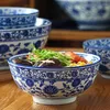 Kommen keramische kom Chinees blauw en witte ramen diep retro porselein servies