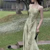 Casual Kleider Drucken Maxi Kleid Für Frauen Ärmellose Elegante Schlanke Abend Off Taille Koreanische Mode Weibliche Sling