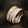 Titanium Stainless Steel Band Rings for Women Men jewelry Cubic Zirconia Rose Gold Silver Ring with CZ Diamond Crystal