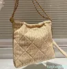 Vintage Straw Women Jumbo Omuz Çantası Debriyajlı İki Renkli Crossbody Tasarımcı Büyük Tote Çanta Tokalı Lüks Çanta Trendi Açık Alışveriş Valizleri Çanta 42x39cm