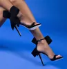 Rode dames sandalen zomer 2023 Big Bowknot High Heel HOOG Wedding Shoes Ladies Gladiator Stiletto Luxe jurk Pumps Maat 46