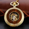 Pocket horloges houten vintage horloge mechanische heren en dames handtas stoom punk ketting ketting roman digitale klokcadeau