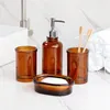 Set di accessori da bagno Accessori da bagno Lozione per vetro colorato Dispenser di sapone Portaspazzolino Piatto Arredamento rustico per casa colonica