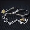 Взрослые игрушки металлические стальные наручники на запястье манжеты на запястье с цепью и блокировкой бар BDSM ограничения для взрослых игровых игрушек для женщин мужчин L230518